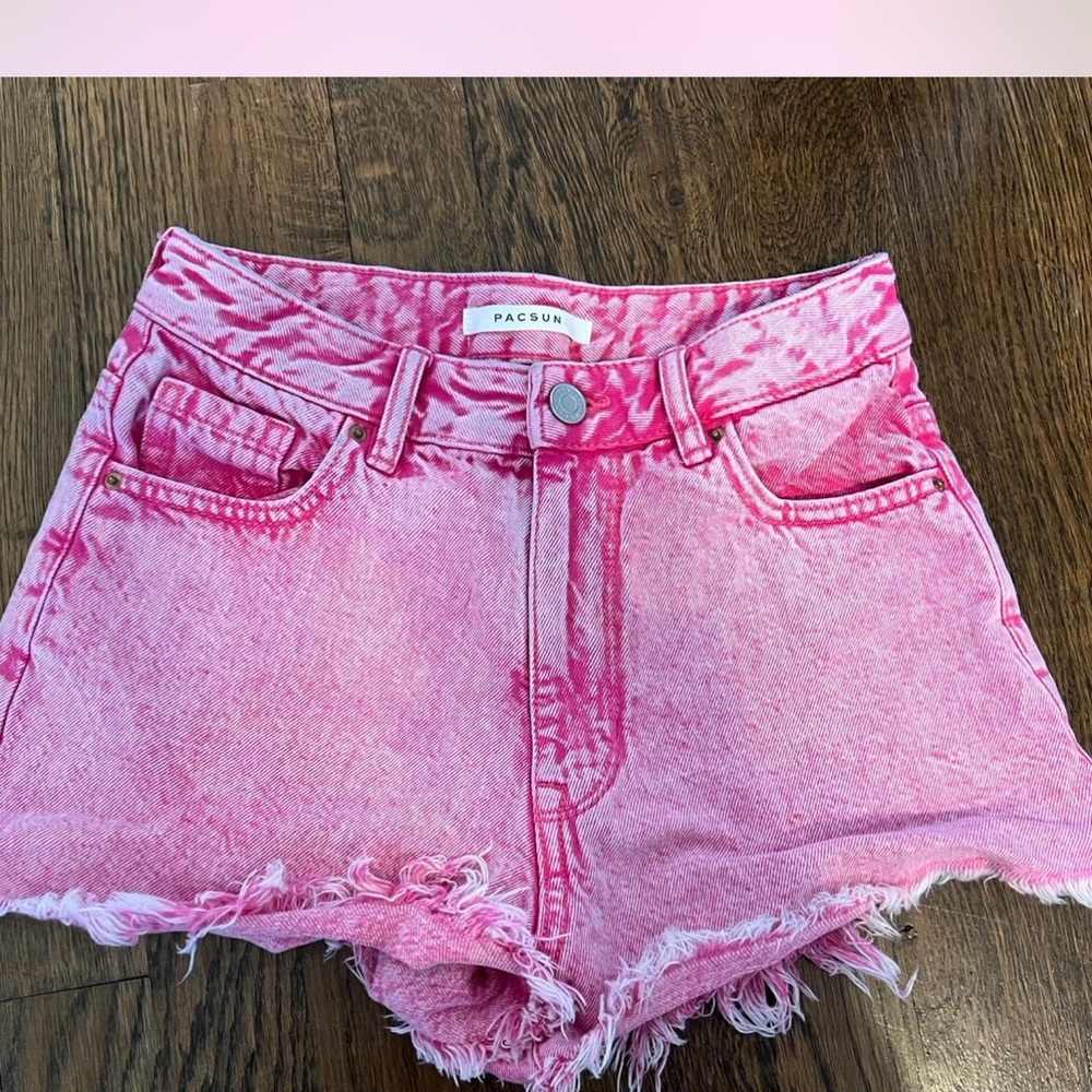 Discontinued PacSun Pink High Waist Festival Denim Shorts